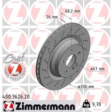 ZIMMERMANN Brake Disc - Standard/Coated, 400.3626.20 400.3626.20